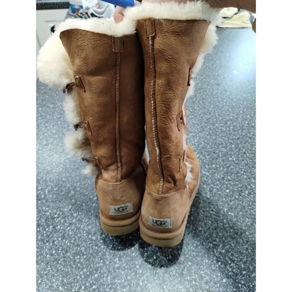 UGG BAILEY BUTTON TRIPLET TRIPLE II BROWN TALL BOOTS SIZE US 9 WOMEN 1873 - Picture 6 of 8